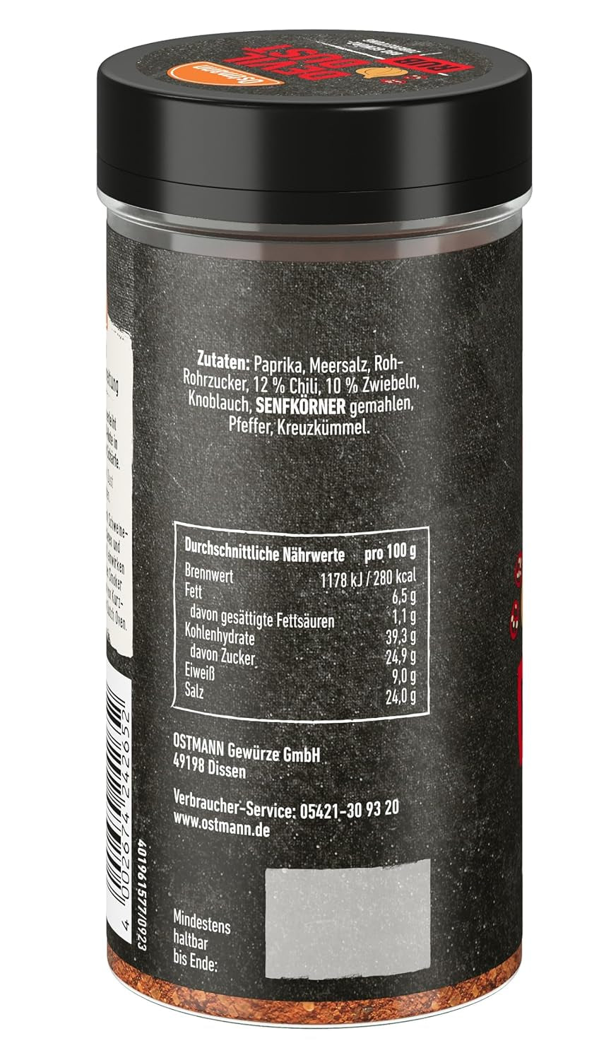 Ostmann Gewürze - Poussière du Diable | BBQ Rub Gewürzzubereitung | Scharfe Trockenmarinade pour viande de grillade | 140 g en Streuer