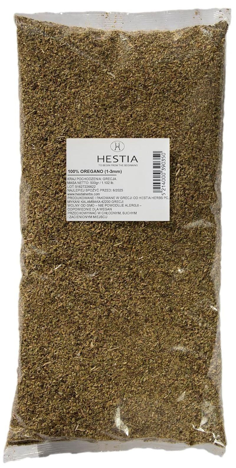 Hestia Herbs Griechischer getrechtenter Origan 500 g, sans allergènes – végétalien – sans GVO