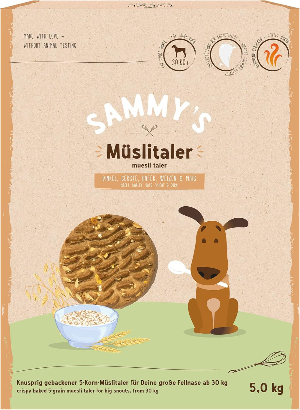 Pièces de monnaie Muesli de Sammy | Collations croustillantes au four pour chiens | 5 pièces de muesli aux céréales pour votre grand ami à quatre pattes (30 kg+) | 1kg