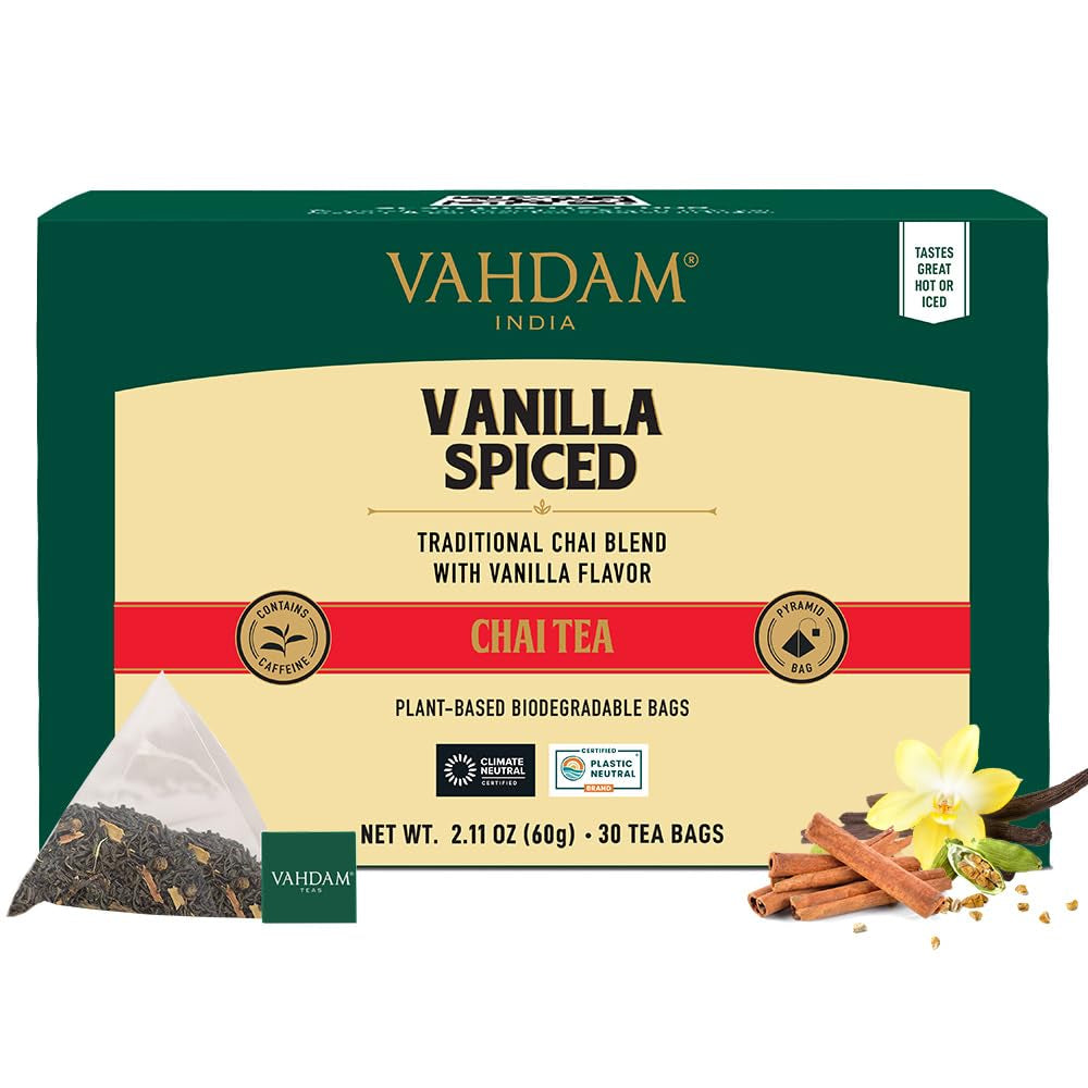 VAHDAM, ceai verde din Himalaya (30 pliculețe de ceai piramidale) 100% pur și aromat | Ceai verde natural cu frunze întregi | Proaspăt și direct de la sursa din India | Se prepară fierbinte sau rece