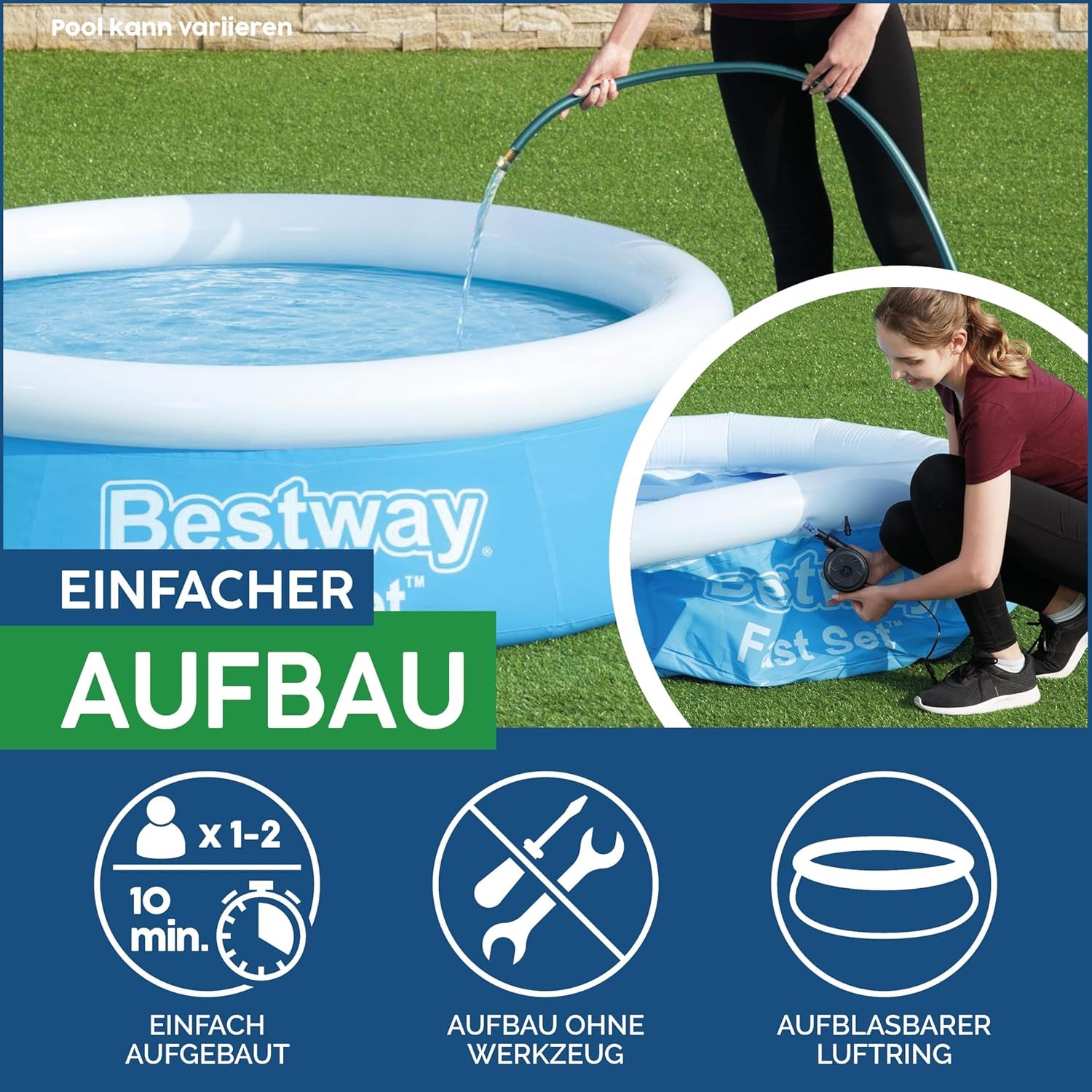 Piscine hors sol Bestway Fast Set sans pompe 305 x 66 cm, bleue, ronde (57456)