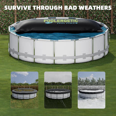 Coussin de Piscine Hors Sol Grande Housse d'hiver Coussin d'hiver 0,4 mm d'épaisseur Bâche de Piscine Robuste Coussin d'air avec Cordes Noir 2 pièces