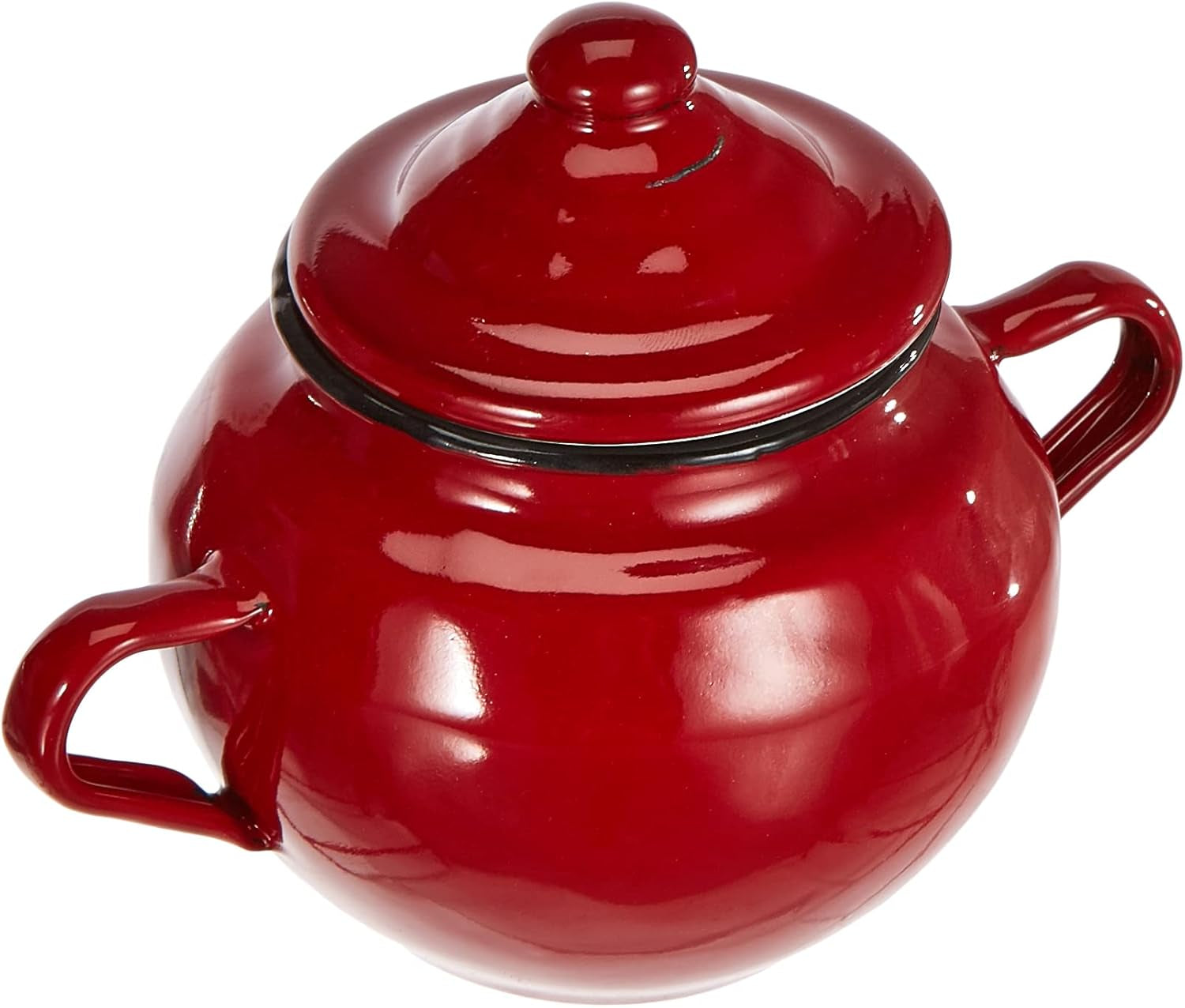 Pot Roja avec couvercle, 0,5 l, acier émaillé rouge, 10 x 10 x 20 cm, 2 pièces