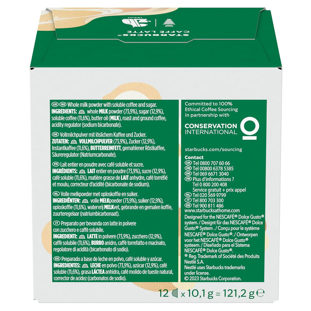 STARBUCKS Caffè Latte par Nescafé Dolce Gusto Kaffeekapseln 6 x 12 (72 Kapseln)