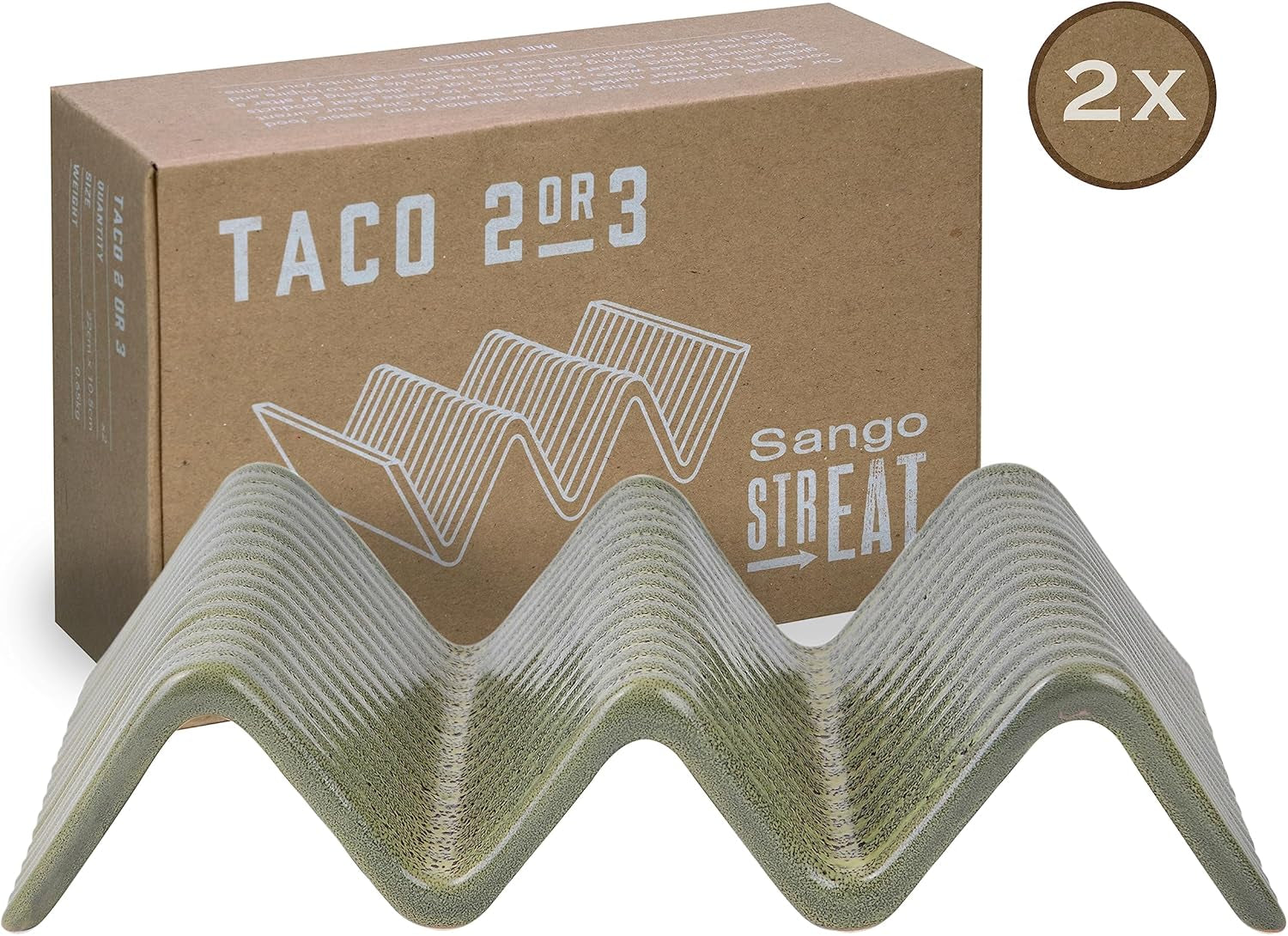 CreaTable, 33984, Série Street Food, Service de Vaisselle pour 2, Support Street Taco 2 en Grès, Passe au Lave-Vaisselle et au Micro-Ondes, Fabrication de Qualité