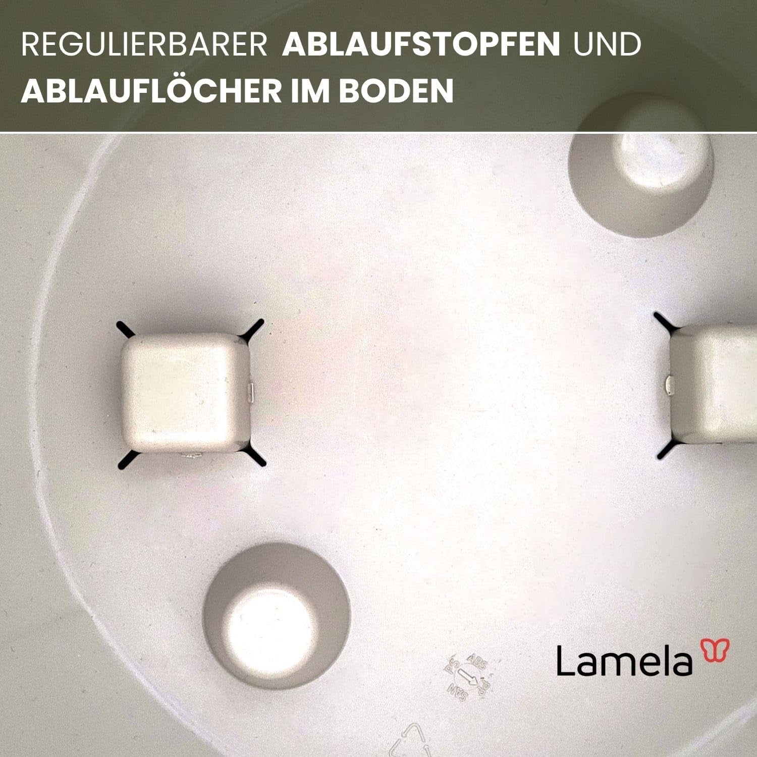 Ghiveci LAMELA cu picioare elegante – Ghiveci bej cu drenaj – Rotund Ø 23 cm, 3L – Ghiveci pentru interior și exterior, bej