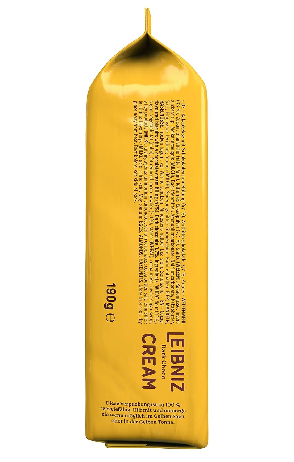 Biscuits croquants au cacao et crème au chocolat noir, paquet de 14, pour le stockage ou la vente (14 x 190 g)