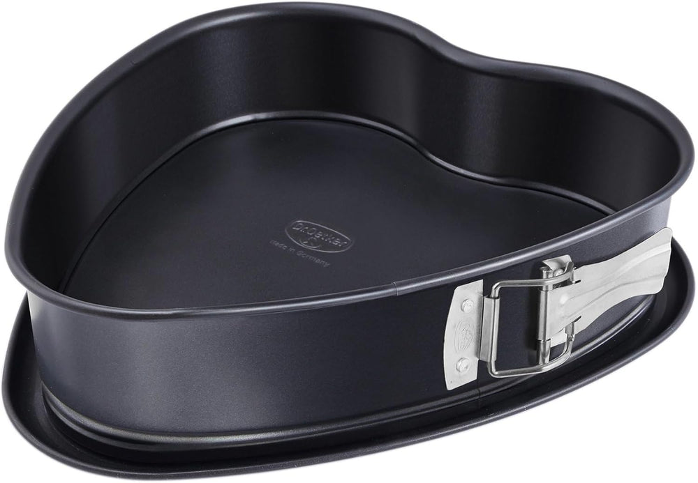 Dr. Oetker Moule à gâteau en forme de cœur avec fond antiadhésif Moule à gâteau à fond plat de 25 cm Plaque de cuisson en acier antiadhésif en forme de cœur avec revêtement antiadhésif Quantité : 1 pièce 1479 Noir