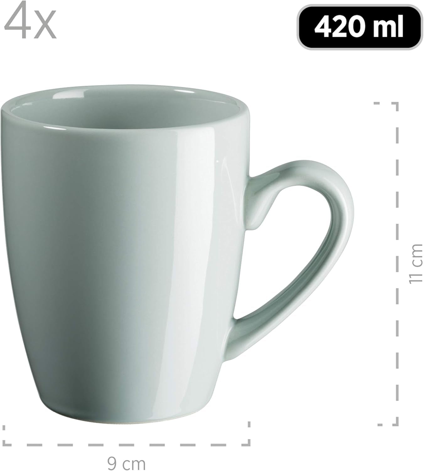 MÄSER Pastel Selection, Modernes Geschirr Set für 4 Personen, 16-teiliges Kombiservice en Keramik, Steinzeug, Turquoise-Grün