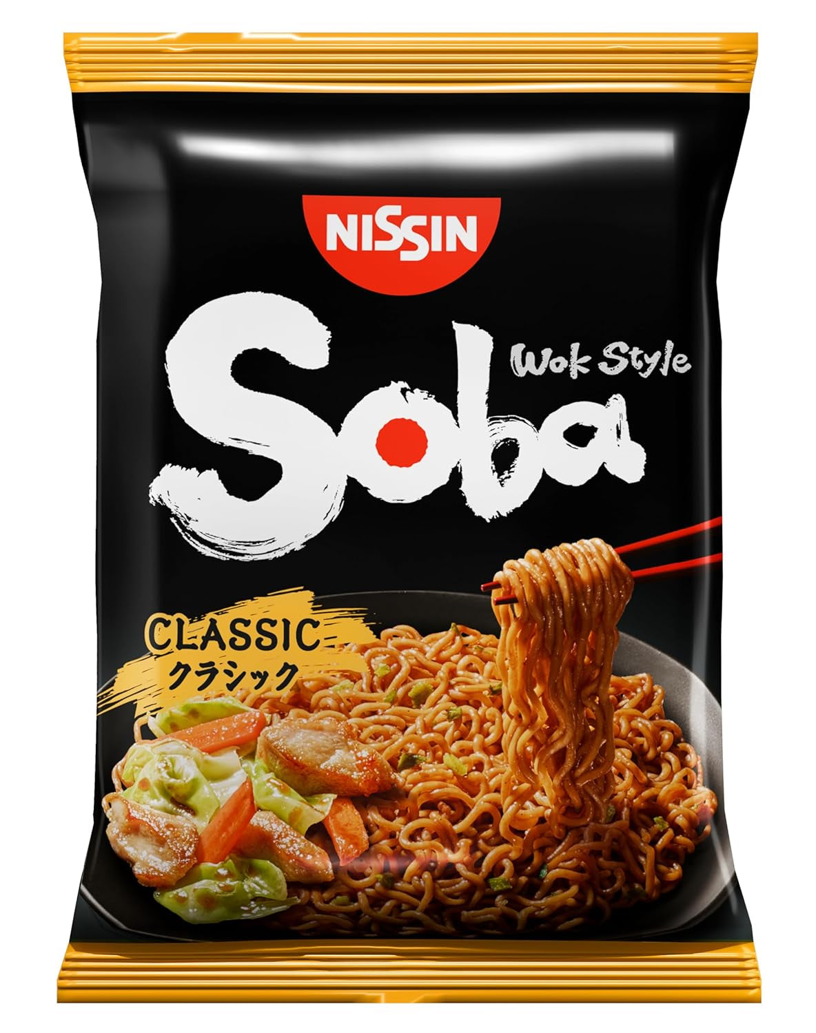 Nissin Bag Soba Noodles – Lot de 9 nouilles instantanées japonaises classiques style wok avec sauce Yakisoba, cuisine asiatique à cuisson rapide (9 x 109 g)