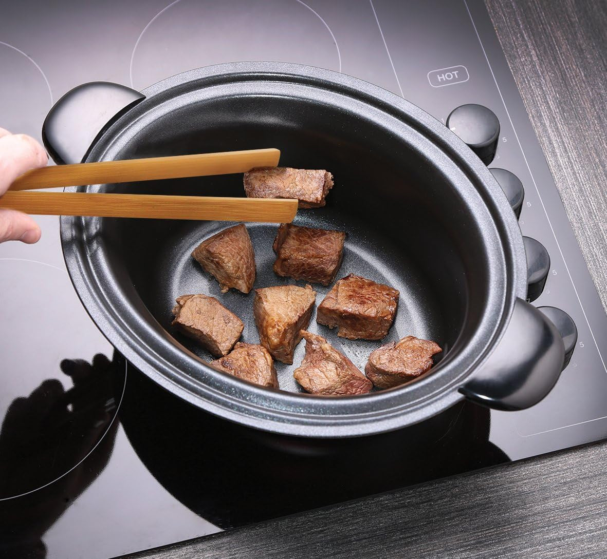 Russell Hobbs Mijoteuse, 3,5 litres antiadhésif, acier inoxydable, 3 réglages de température et fonction maintien au chaud, mijoteuse 160 W Naty Shop