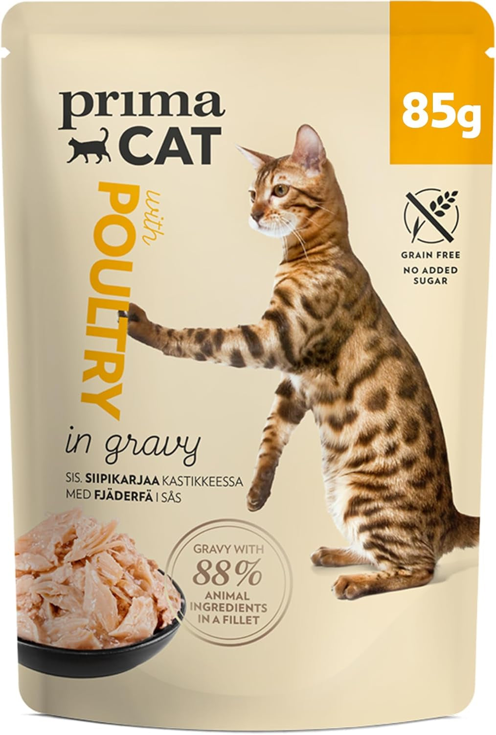PrimaCat - Nourriture humide classique pour chats, saveur d'oiseau en sauce, 28 x 85 g