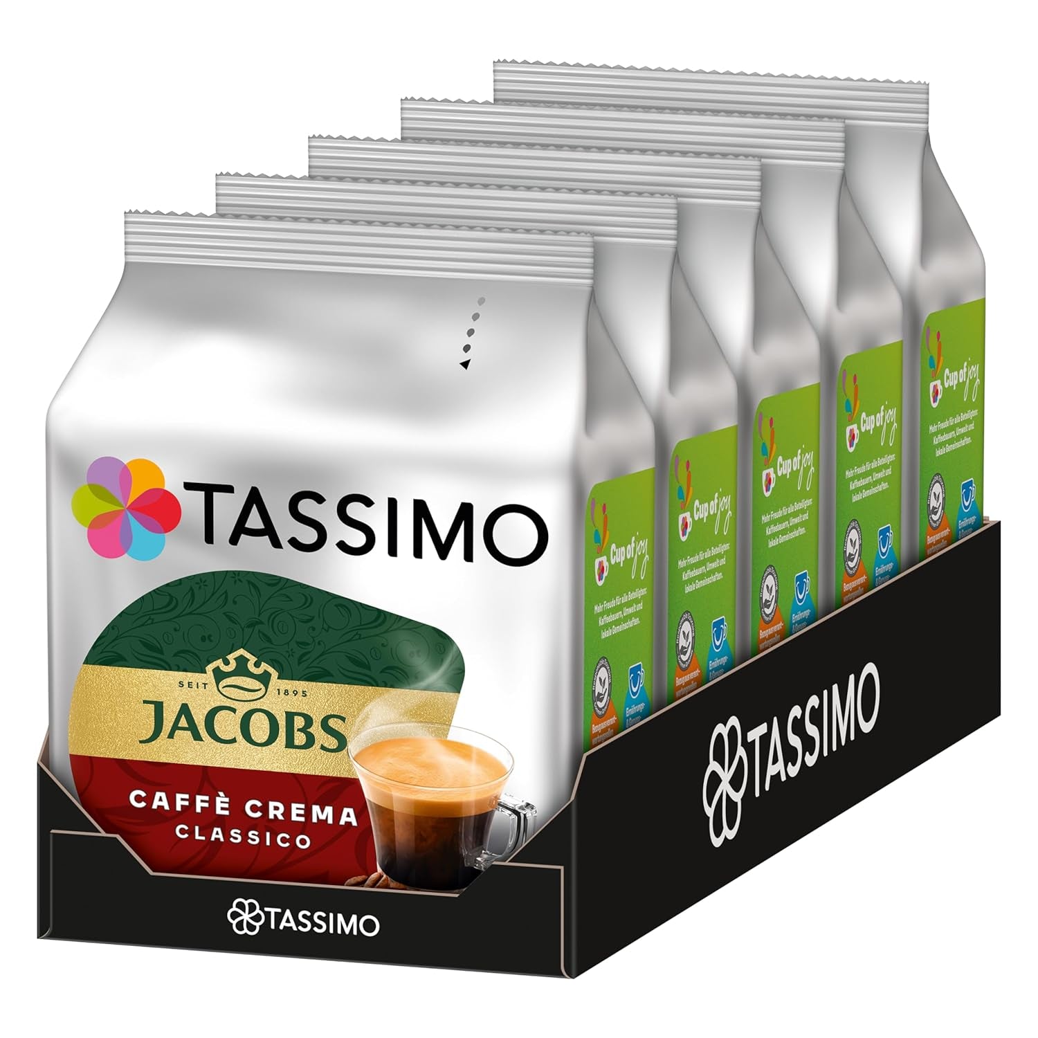 Tassimo Kapseln Jacobs Caffè Crema Classico, 5 x 16 tampons, 80 Kaffeekapseln