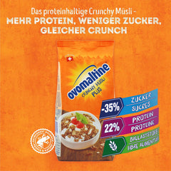 Ovomaltine Crunchy Protein Muesli Plus - Mélange de céréales croquantes aux flocons d'avoine, contenant 22% de protéines, avec un tiers de sucre en moins et un croquant incomparable (1 x 300g)