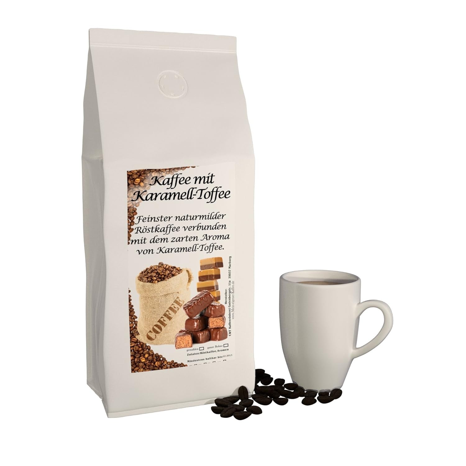 Aromakaffee - Aromatisierter Kaffee - Ganze Bohne - Frisch Von Uns Geröstet (Caramel, 500 grammes)