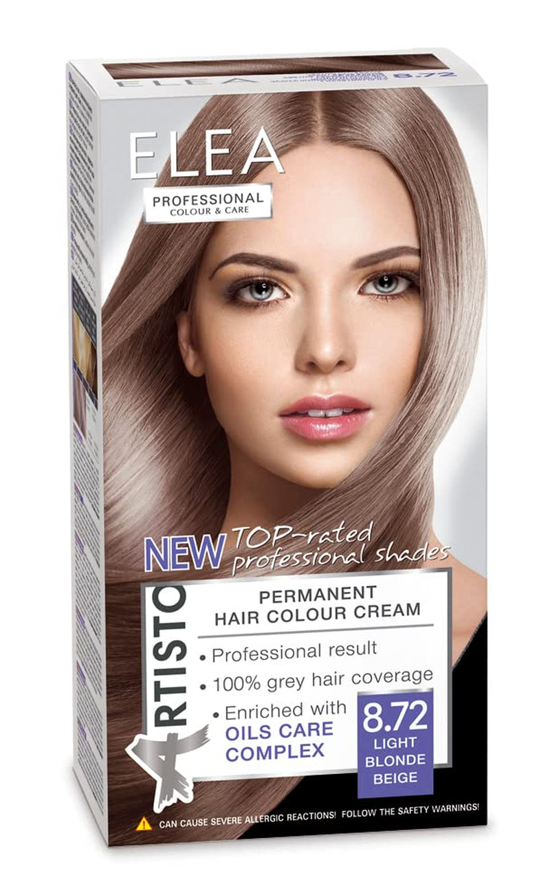 Color & Care Coloration permanente 120 ml, résultat professionnel, couverture des cheveux gris, enrichie en complexes de soins huileux - Coloration longue durée (10.1 Blond cendré super clair) Teinture Naty Shop 8.72 Blond clair beige