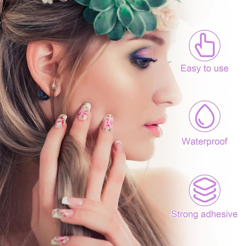 240 de bucăți de tampoane de lipici pentru unghii, tablă adezivă pentru unghii false, 10 coli de autocolante transparente, respirabile, super lipicioase, față-verso (gel jelly) pentru manichiură și unghii artificiale, inclusiv set de manichiură