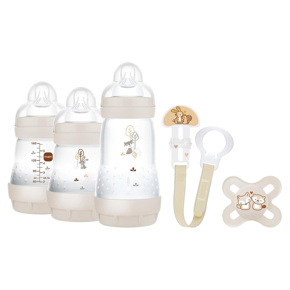 Coffret nouveau-né MAM, coffret cadeau, composé de : 2 x biberons anti-coliques 160 ml, 1 x biberon anti-coliques 260 ml, 1 x tétine Original Start, 1 x broche pour tétine, à partir de 0 mois, Neutro