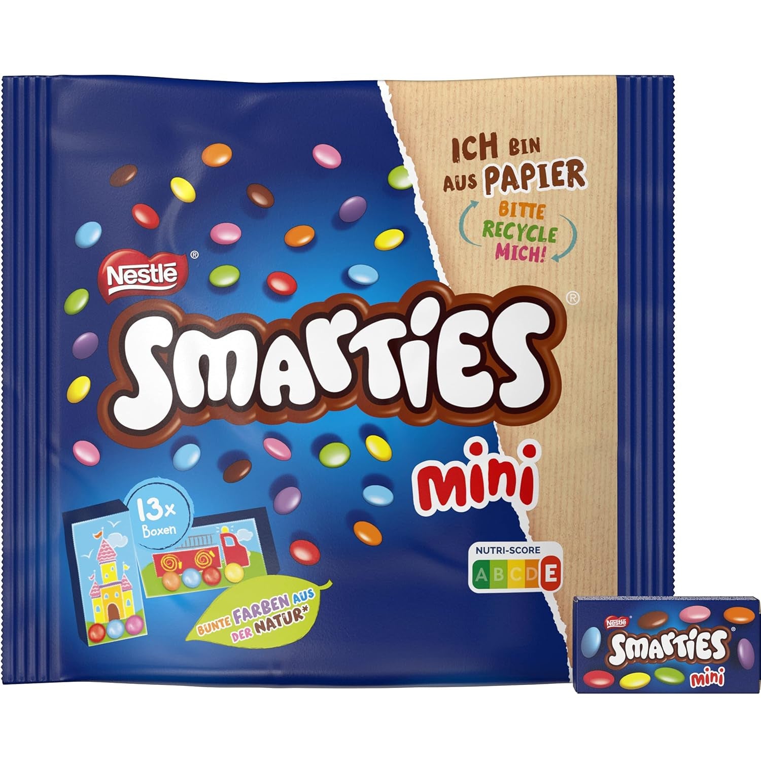 Nestlé SMARTIES Mini petites lentilles emballées individuellement avec chocolat au lait, paquet de 3 (1 x 187 g)