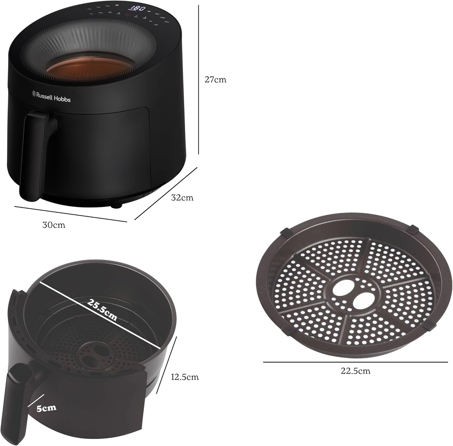 Russell Hobbs Airfryer, 5 litres, 10 programmes, fenêtre de visualisation Naty Shop Appliances