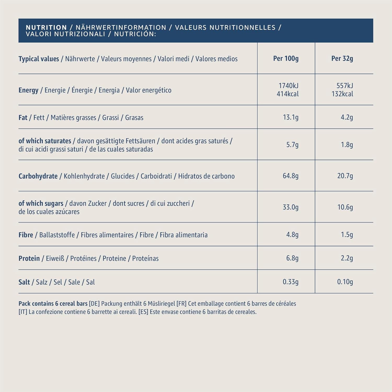 Barre de muesli au chocolat et raisins secs d'Amazon, 192g