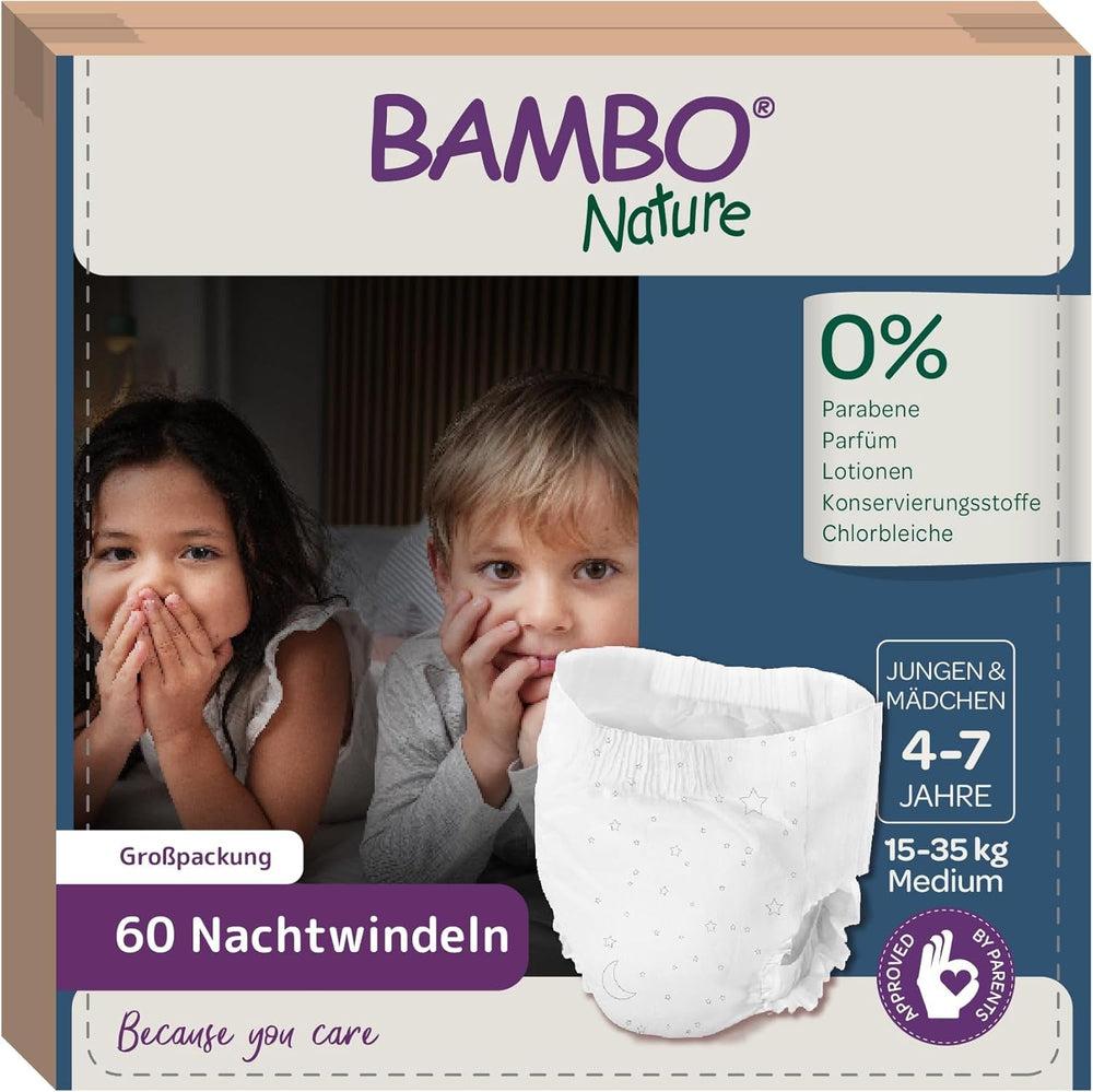 Scutece Bambo Dreamy Nighttime Pull-Up, mărime mare (35–50 kg/77–110 lbs), pachet de 10 | Scutece pull-Up pentru copii | Chiloți de noapte ultra-absorbanți pentru enurezis