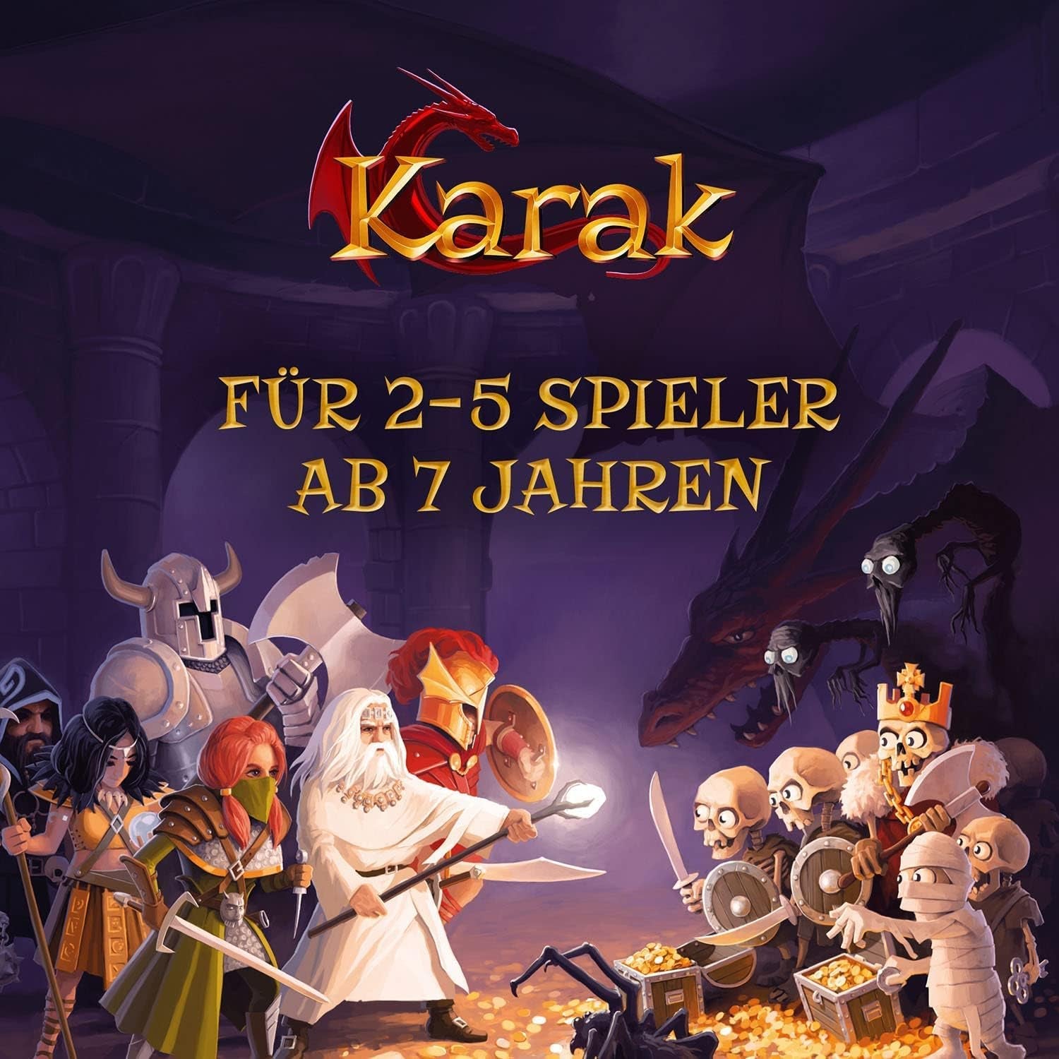 Kosmos 682286 Karak - The Adventure Begins, jeu addictif pour enfants à partir de 7 ans, 2-5 joueurs, jeu d'aventure fantastique, jeu de société de dés, instructions en allemand, gris