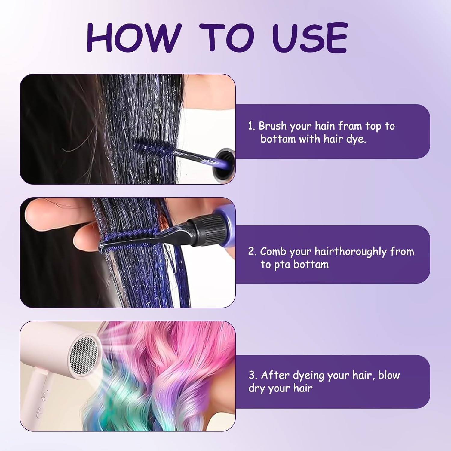 5 couleurs de teinture capillaire temporaire Cire colorée pour cheveux Mascara pour teinture capillaire temporaire pour filles et femmes Craie de teinture capillaire lavable Convient pour les anniversaires Cosplay DIY Halloween Coloration capillaire Naty Shop