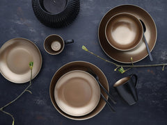 CreaTable, 23598, Série GLAMOUR - Or, Service de table 16 pièces, Service combiné en porcelaine, Passe au lave-vaisselle et au micro-ondes, Fabrication de qualité