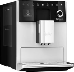 Melitta CI Touch - Machine à expresso entièrement automatique avec système de lait, machine à expresso avec moulin à café intégré et mousseur à lait, par ex. pour expresso ou cappuccino, argent