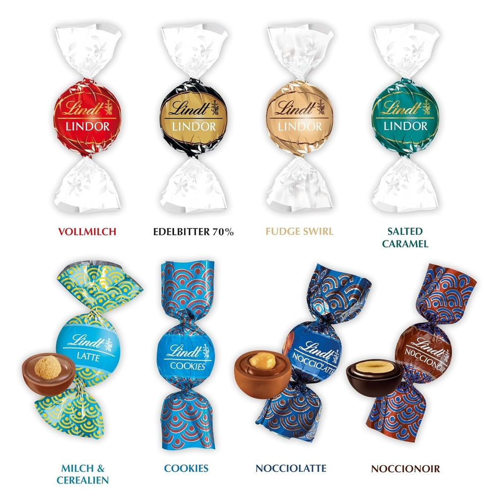 Lindt Schokolade LINDOR et ROULETTE Mélange | 1473G| Kugeln Mit Zartschmelzender Füllung Sowie Köstliche | 8 Sorten | Pralinengeschenk | Schokoladengeschenk | Großpackung Naty Shop Bonbons au chocolat