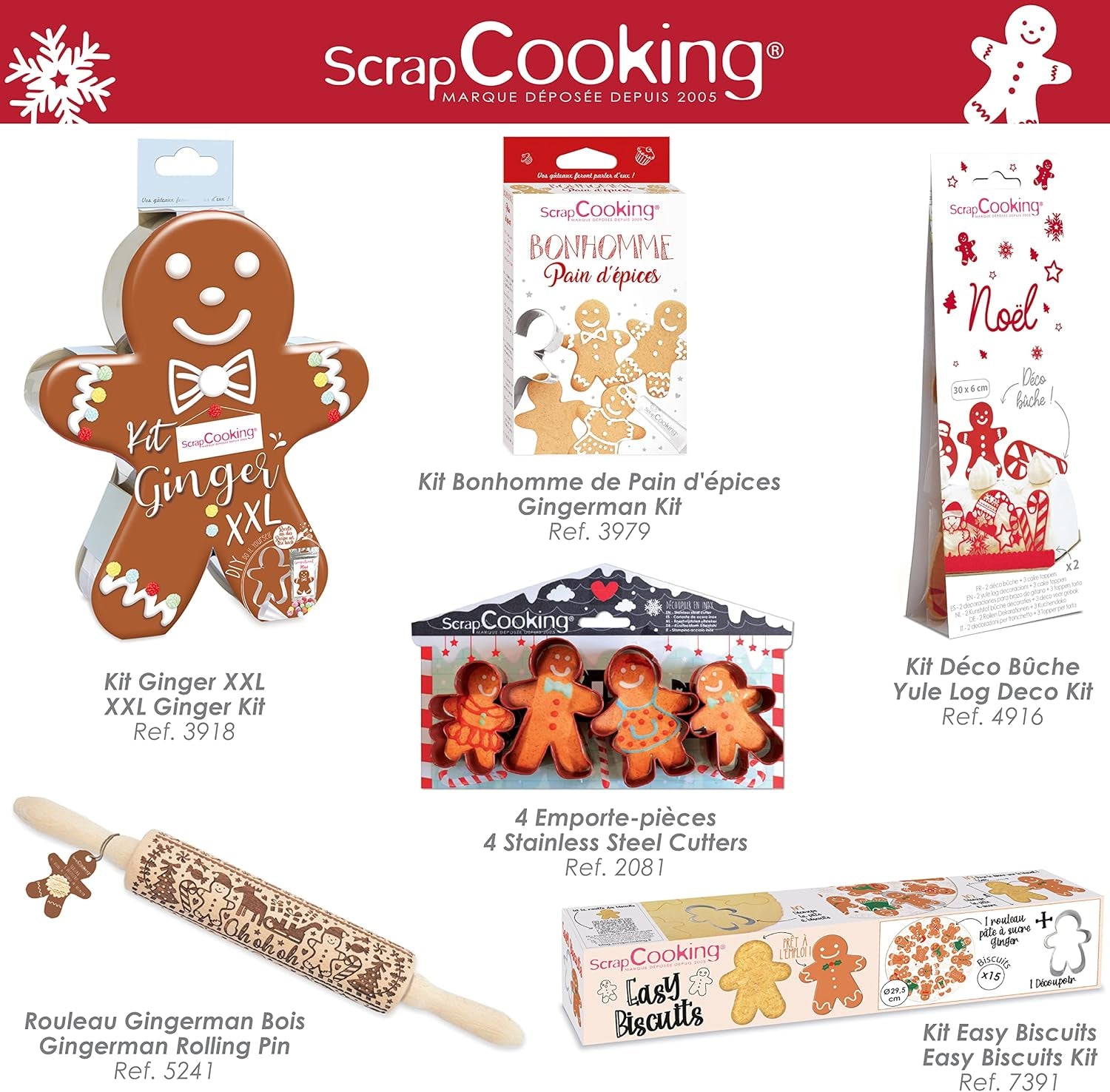ScrapCooking - 4 emporte-pièces bonhomme en pain d'épices - emporte-pièces de Noël en acier inoxydable - emporte-pièces bonhomme en pain d'épices - accessoires de pâtisserie design gâteau - 2081