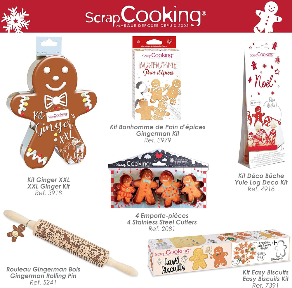 ScrapCooking - 4 emporte-pièces bonhomme en pain d'épices - emporte-pièces de Noël en acier inoxydable - emporte-pièces bonhomme en pain d'épices - accessoires de pâtisserie design gâteau - 2081