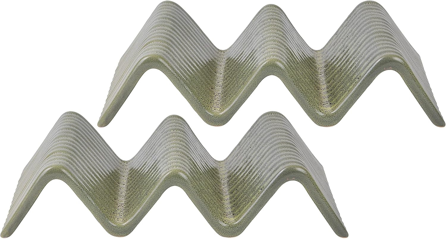 CreaTable, 33984, Série Street Food, Service de Vaisselle pour 2, Support Street Taco 2 en Grès, Passe au Lave-Vaisselle et au Micro-Ondes, Fabrication de Qualité