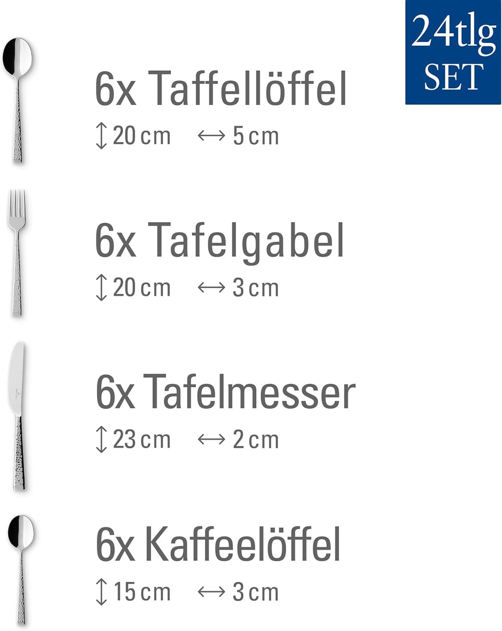 Villeroy & Boch Ménagère de forgeron pour 6 personnes maximum, 24 pièces, acier inoxydable