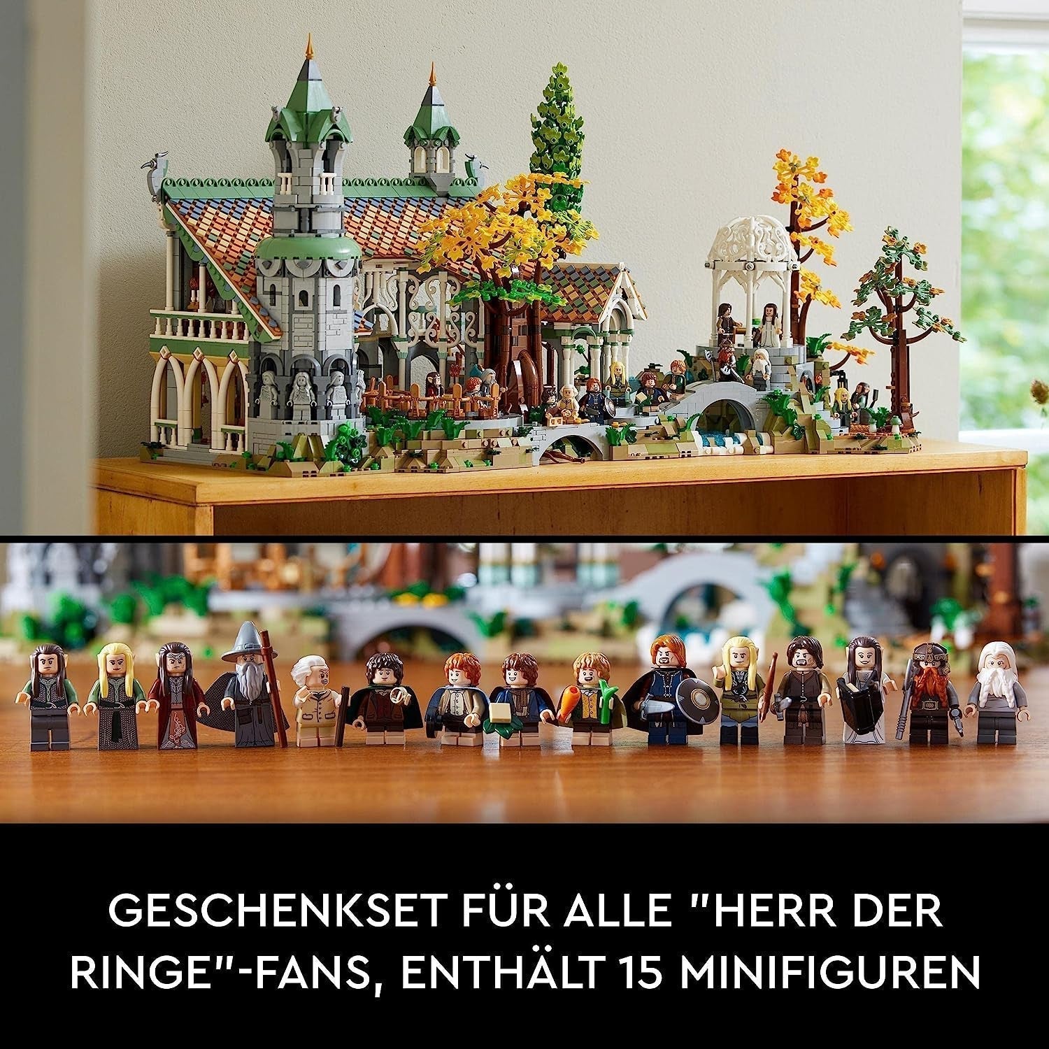 LEGO Icons Le Seigneur des Anneaux : Rivendell - Ensemble de collection et de présentation pour adultes avec 15 figurines uniques dont Gandalf, Legolas, Aragorn et Frodon, exclusivement sur Amazon - 10316 Jeux de construction Besuche den LEGO-Store