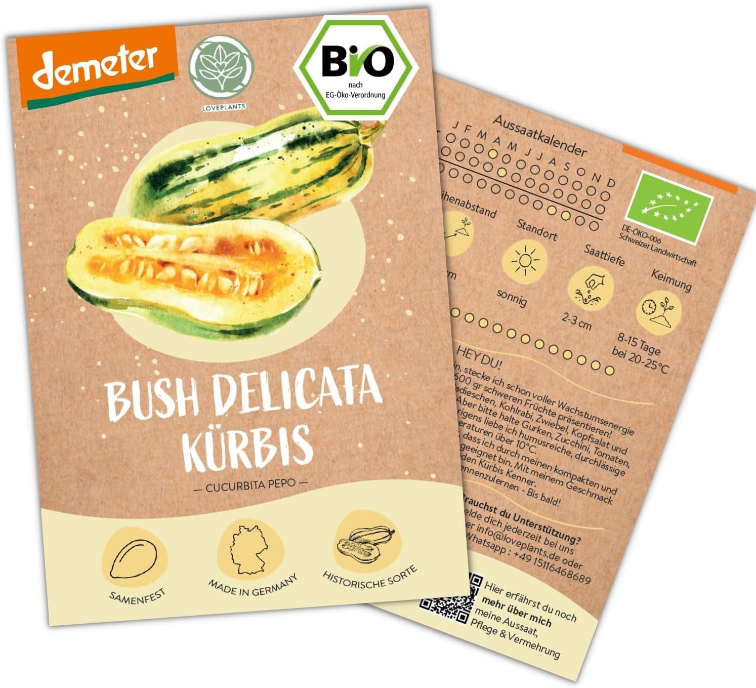 Mini graines de concombre mexicaines biologiques, 10 graines de concombre, taux de germination élevé, certifiées Demeter et pollinisation ouverte | LOVEPLANTS Graines de légumes pour lit surélevé de jardin de balcon - Variétés de légumes d'héritage