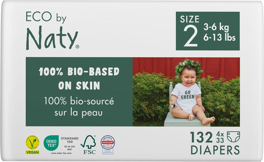 Eco Diapers Eco by Naty Baby Eco Diapers - couches biologiques haut de gamme, respectueuses de l'environnement, fabriquées à partir de matériaux végétaux, idéales pour la peau sensible de bébé (taille 5 - 80 pièces)