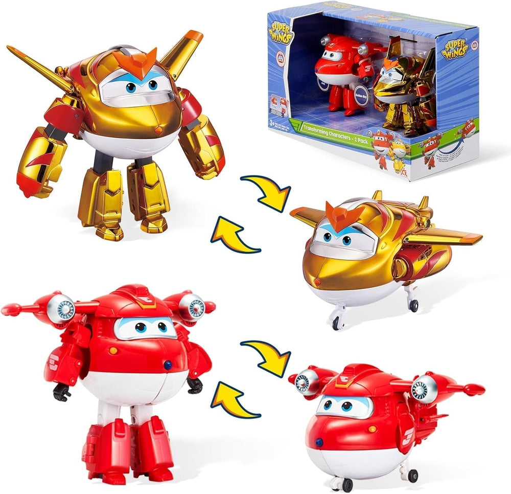 Auldey EU740283 figurine transformateur Super Wings JETT Supercharge 12 cm, figurines colorées Naty Shop Jett Golden Boy
