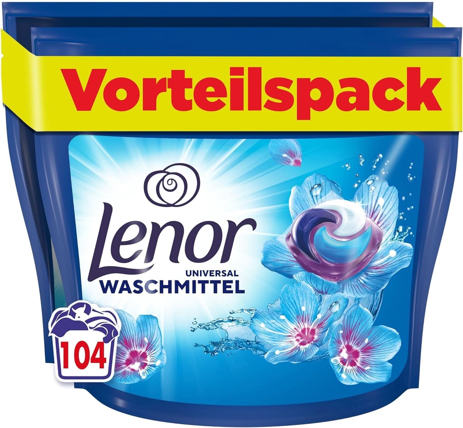 Lessive tout-en-1 Lenor PODS, 104 capsules, fraîcheur 3 fois plus longue et nettoyage en profondeur même lors du lavage à froid Naty Shop Nouveau Modèle