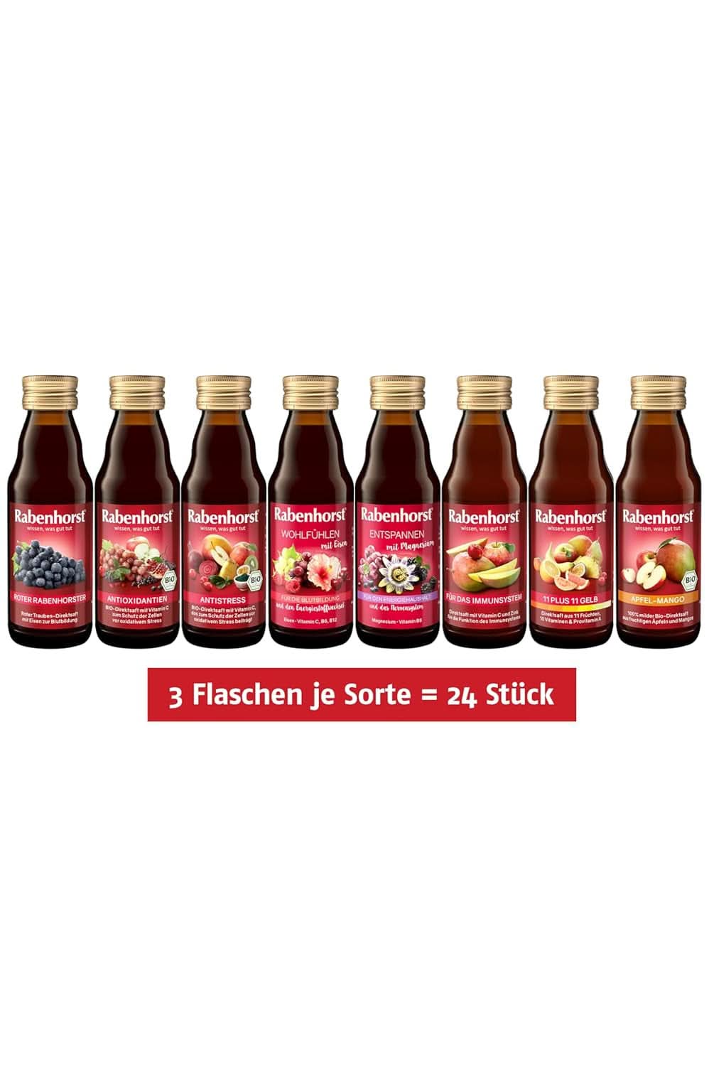 Mini coffret dégustation Rabenhorst, 8 variétés ou 3 bouteilles (24 X 125 ml) Boissons non alcoolisées Naty Shop