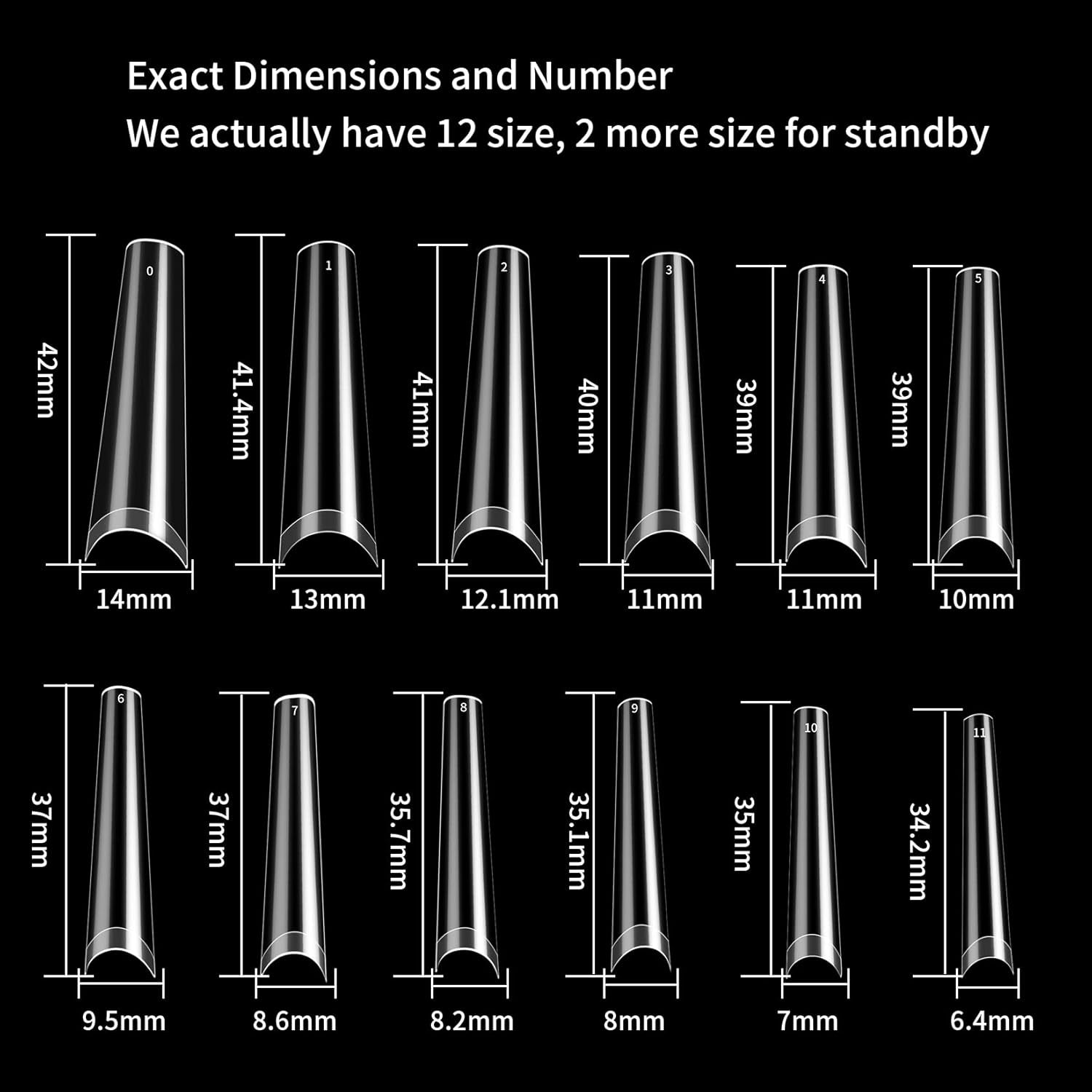 240 pièces d'ongles artificiels, pointes de faux ongles extra longues, couverture complète, pointes d'ongles ballerine (transparent)