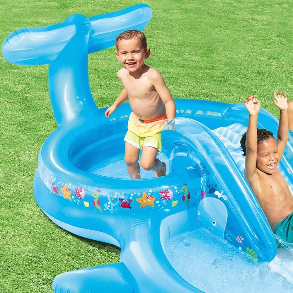 Intex 57176NP - Centre de jeu gonflable Baleine, vinyle, bleu, 373x234x99 cm