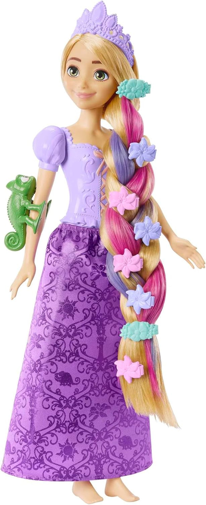 Disney Prinzessin-Spielzeug, Rapunzel-Puppe mit Haarverlängerungen mit Farbwechseleffekt und Hair-Styling-Zubehör, inspiriert vom Disney-Film