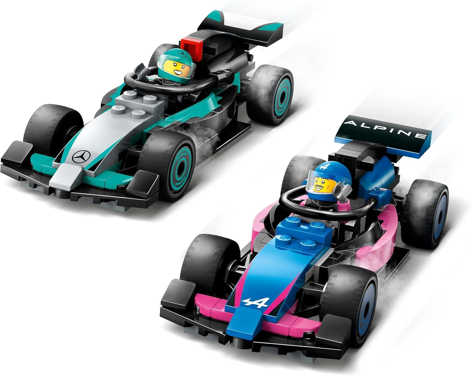 Garage LEGO City F1 avec voitures de course Mercedes-Amg et Alpine - Voiture de course de Formule 1 avec 2 pilotes et 4 figurines mécaniques - Cadeau pour garçons et filles à partir de 7 ans et fans 60444 Besuche den LEGO-Store Building Sets