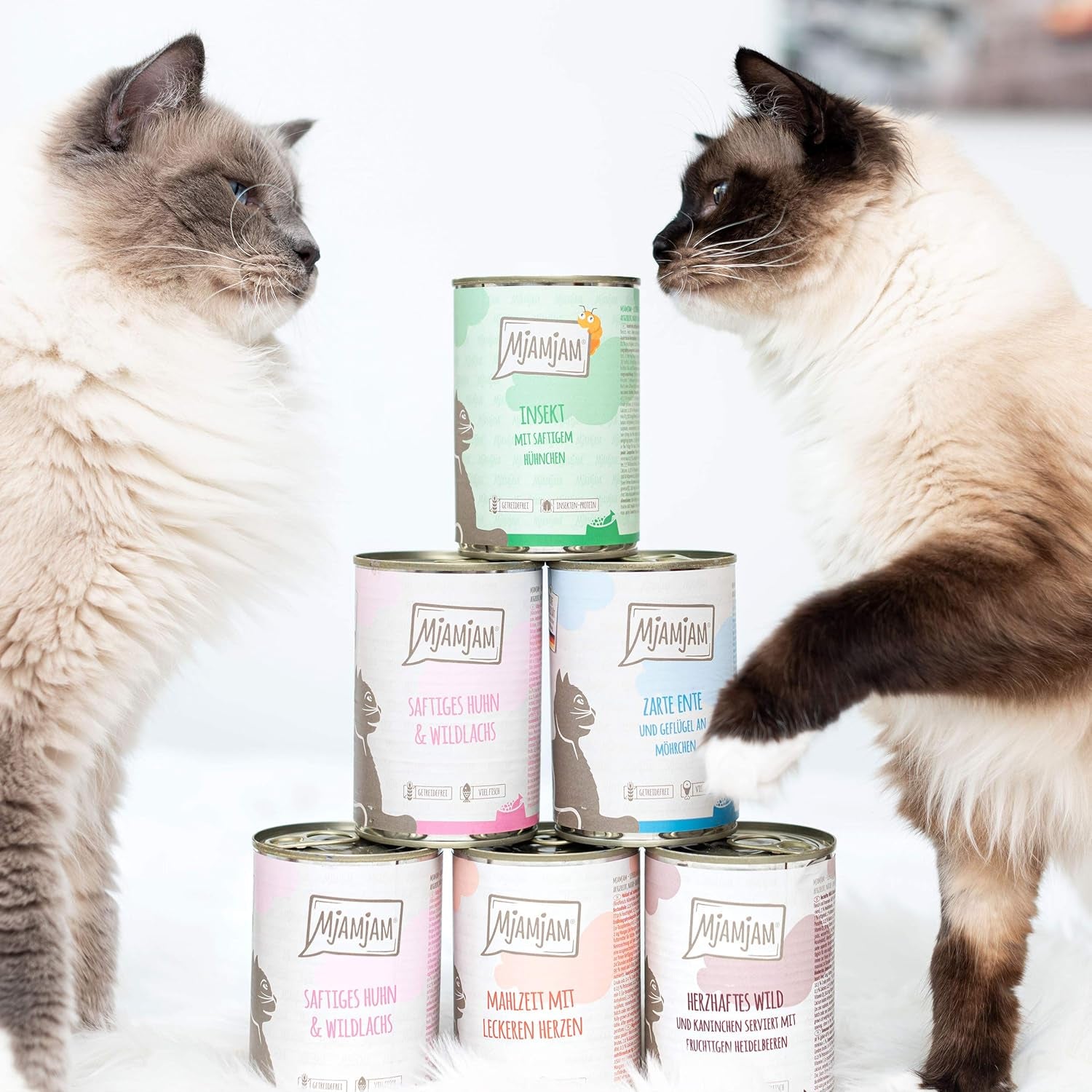 MjAMjAM - Nourriture humide de qualité supérieure pour chats - Plaisir de la viande pure - Paquet de 6 poulets juteux (6 x 800 g) sans céréales avec viande supplémentaire