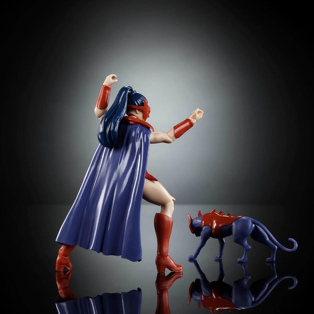 Masters of the Universe Origins Action Figure Catra din colecția de desene animate, aprox. 14 cm înălțime, eroină din serialul TV din anii 1980, prințesa puterii, design detaliat și accesoriu pentru pisică, JBM84 Action figures Naty Shop