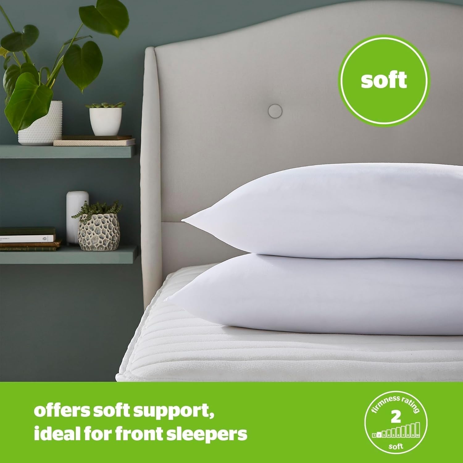 Lot de 2 oreillers doux antiallergiques Silentnight Oreiller de soutien en plumes doux idéal pour les dormeurs sur le devant et sur le ventre Hypoallergénique et lavable en machine Lot de 2 oreillers standard Naty Shop