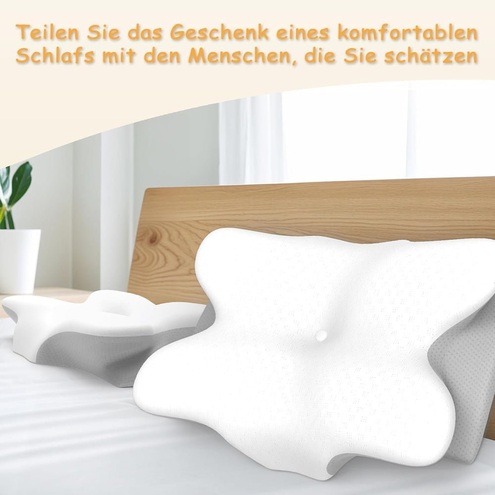 Oreiller cervical ergonomique en mousse à mémoire de forme avec housse amovible et lavable pour sommeil orthopédique, douleurs cervicales et douleurs abdominales (55 x 35 x 13 cm) Naty Shop Oreillers orthopédiques cervicaux