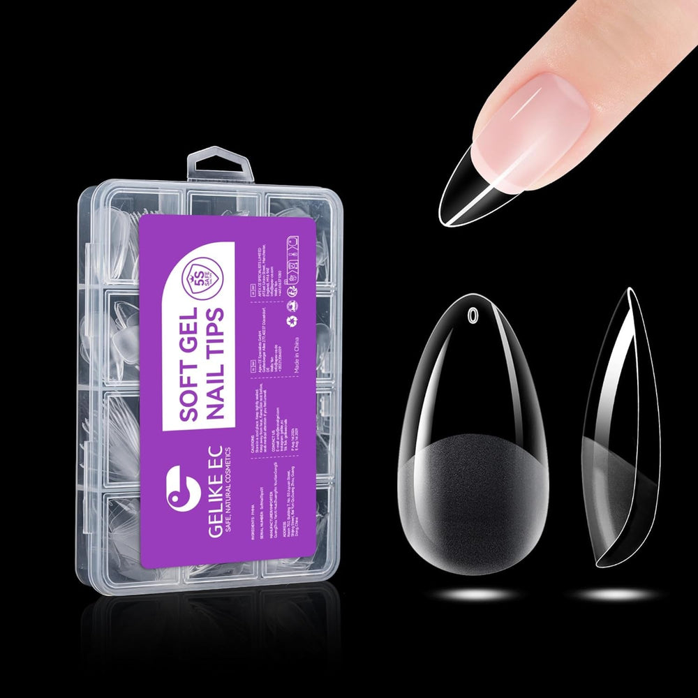 Gelike EC Lot de 120 faux ongles carrés extra courts en résine PMMA pré-polie pour femme, salon, 12 tailles